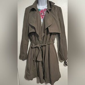 Banana Republic Taupe Tie Front Jacket Trench Coat